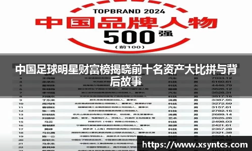 中国足球明星财富榜揭晓前十名资产大比拼与背后故事